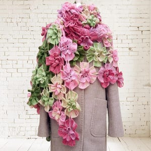 Crochet Flower Scarf: Romantic Colorful Unique Shawl, Woomen accessories