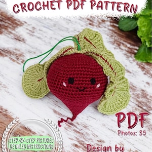 Crochet Beet Pattern: Amigurumi Play Food, Christmas Ornament (PDF Digital Download)