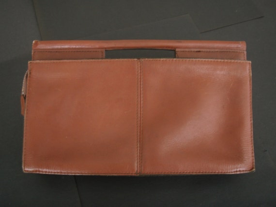 Unique and fabulous vintage saddle leather clutch… - image 2