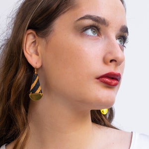 Red and silver dangle earrings, Silver Earrings, Minimalist lightweight earrings, Drop Statement earrings, Geometric design earrings. image 7