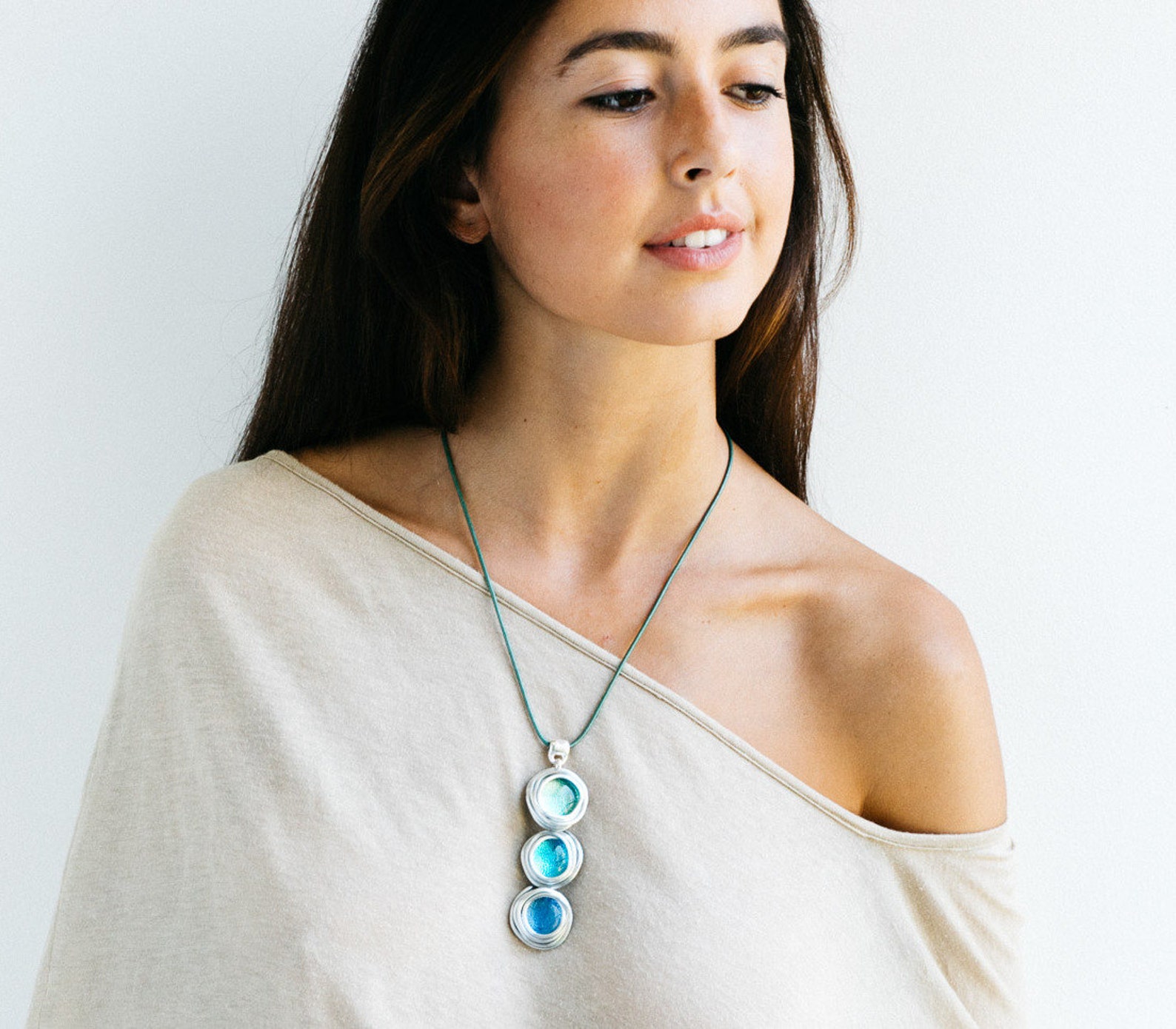 Statement Pendant Necklace Turquoise Necklace Leather Etsy