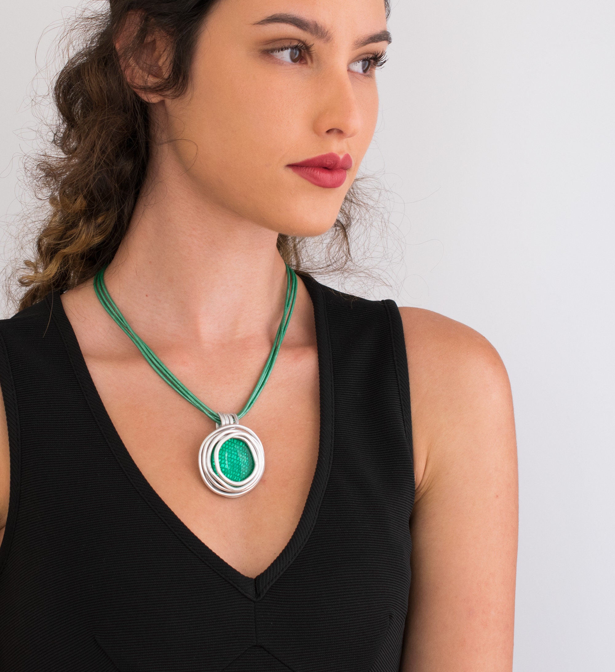 Gold Necklace With Emerald Pendant Statement Necklace Etsy UK