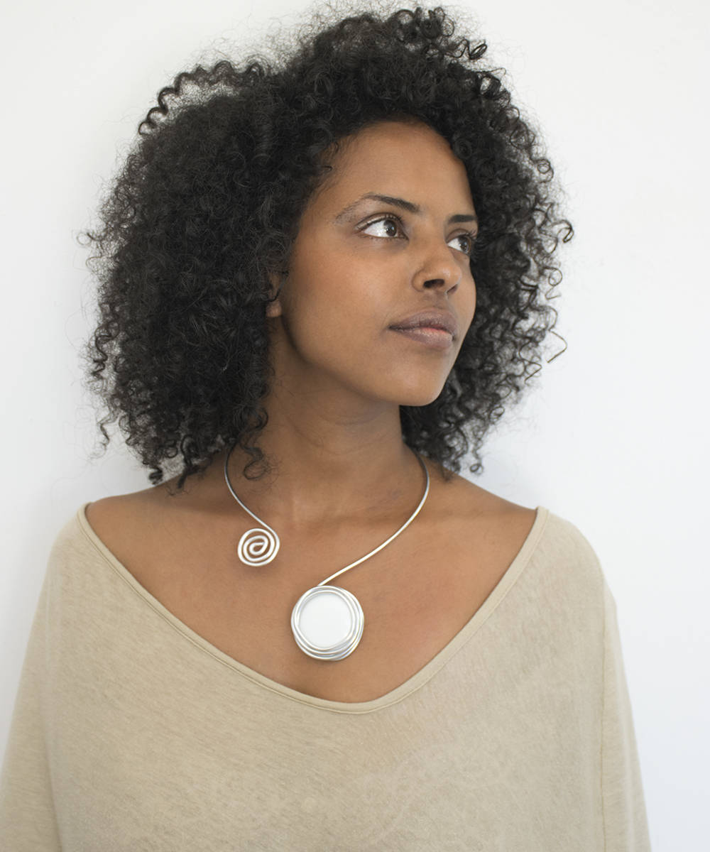 Silver Necklace With White Stone Statement Necklace Open Etsy Israel