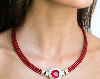 Short Red Necklace - Etsy