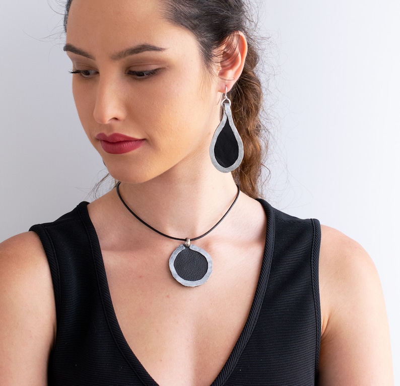 Teardrop Statement Earrings Large Silver Hammered Earrings Etsy