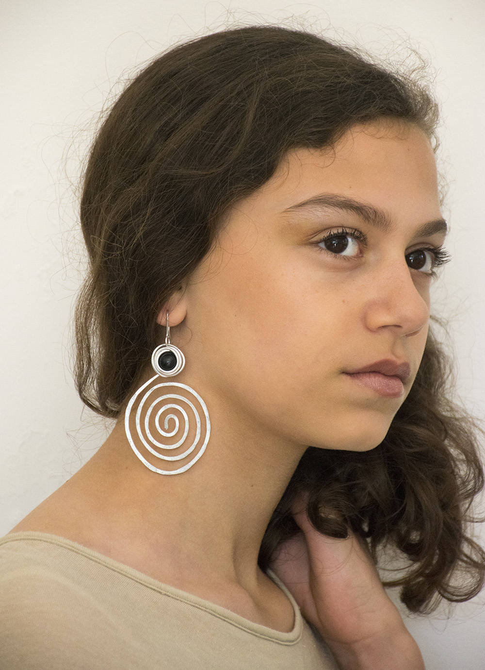 Big Statement Earrings Hammered Spiral Earrings Beads Etsy