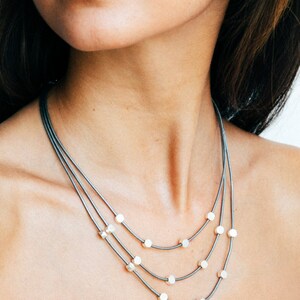 Gift For Her, Multi Strand Necklace, Stranded necklace, Beaded necklace, Delicate Charm Necklace. image 3