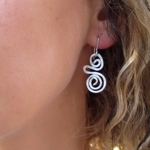 Valentines sale, Spiral Bohemian Earrings, Silver Dangle Earrings, Everyday Earrings, Bridesmaid Earrings, Lightweight Earrings image 3