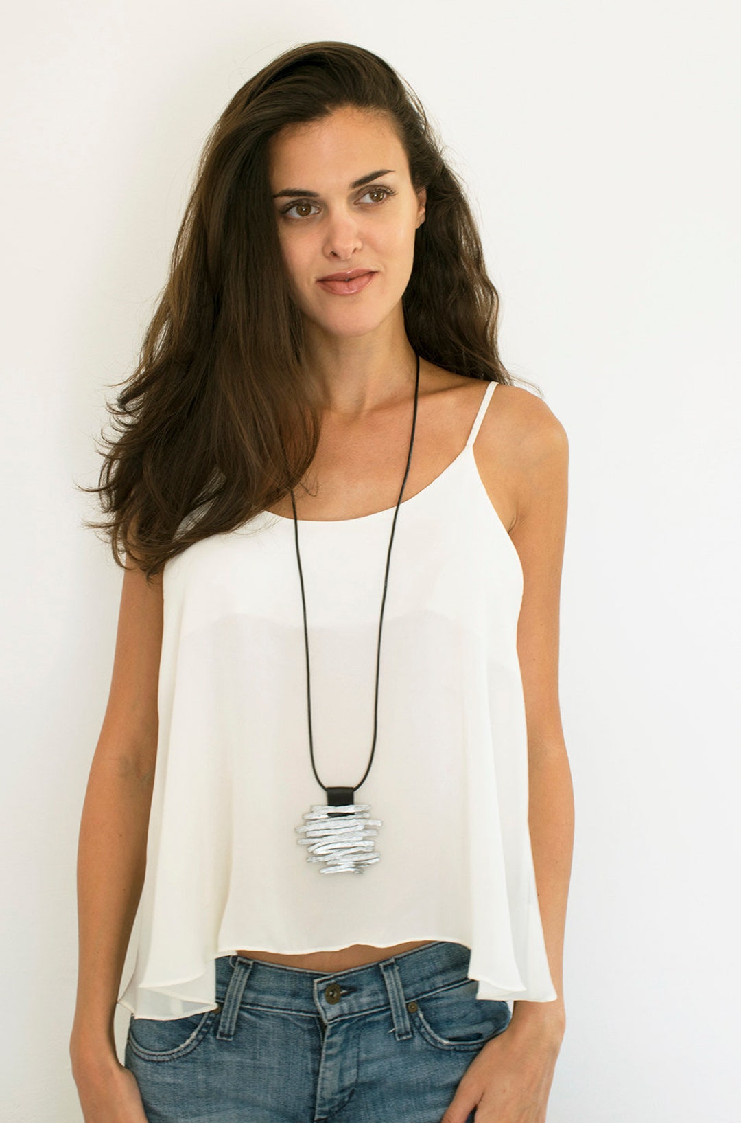 Long Necklace Wrap Wire Necklace Leather Necklace Old Etsy UK