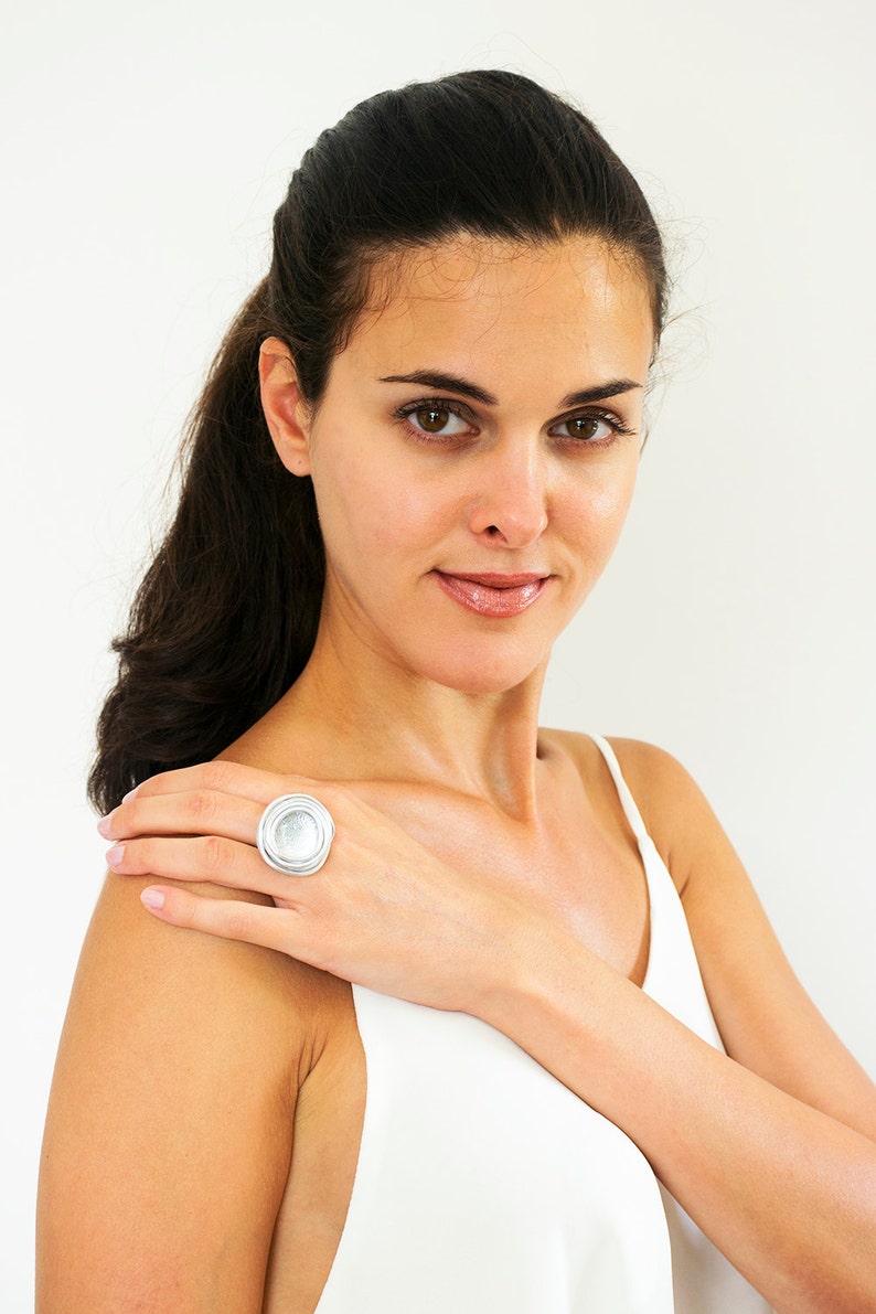 Silver Women Ring Statement Ring Stone Ring Wrap Silver Etsy