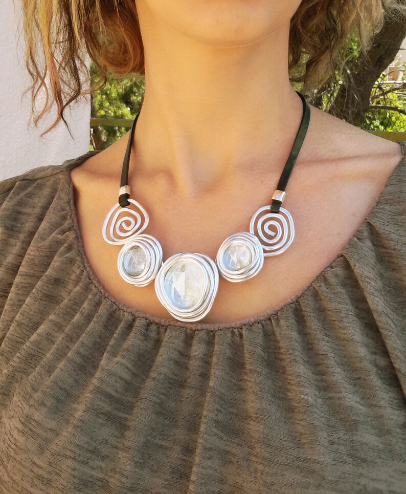 Statement Necklace for Women Wrap Pendant Necklace Leather Etsy