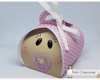 Printable Curvy keepsake gift box "Baby girl" DIY, PDF, treat box, gift idea for baby shower