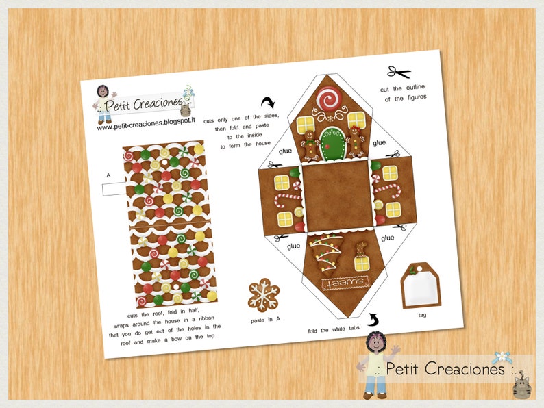 Printable gift box Gingerbread house DIY PDF treat box | Etsy