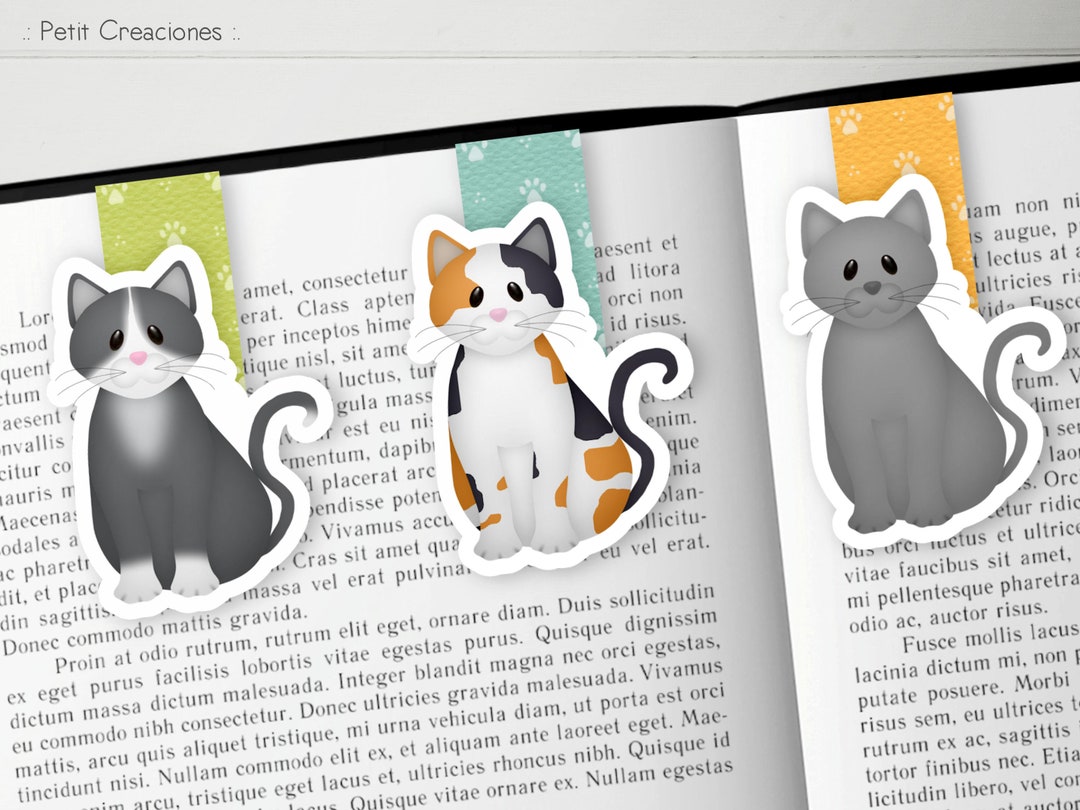 Cat Magnetic Bookmark Gray Calico Bicolor | Cute Cat Bookmark | Cat ...
