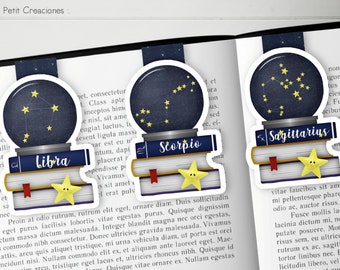 Segnalibro magnetico segni zodiacali: BILANCIA, SCORPIONE SAGITTARIO regalo ideale per i lettori amanti delle costellazioni e le stelle