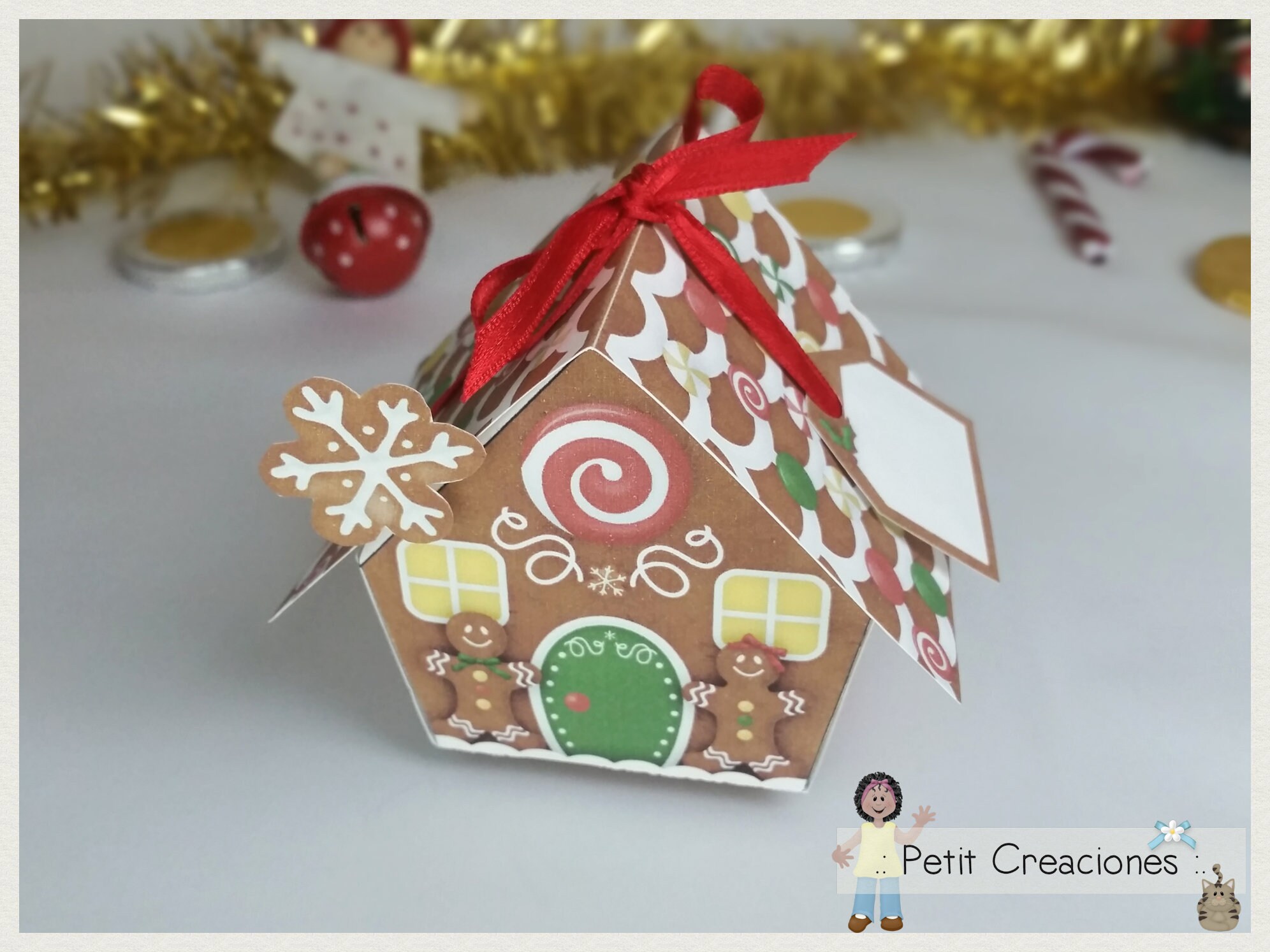 Printable gift box Gingerbread house DIY PDF treat box | Etsy