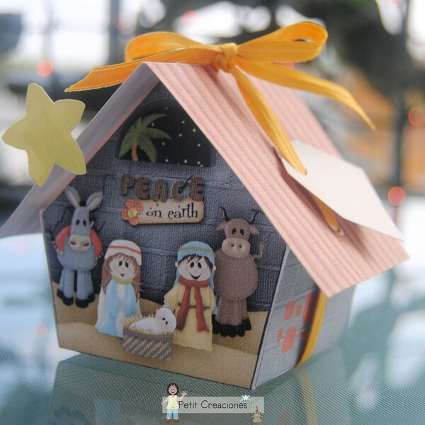 Printable gift box “Nativity scene“ DIY, PDF, treat box, place holder, gift idea for Christmas