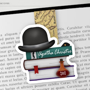 AGATHA CHRISTIE Magnetic Bookmark, Handmade, Book Accessories, Ideal Gift for Lovers of the Famous Detective Hercules Poirot