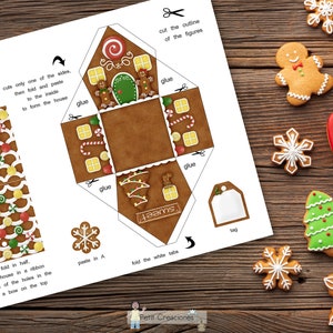 Printable Gift Box gingerbread House DIY PDF Treat Box Place
