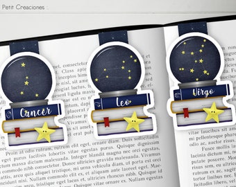 Segnalibro magnetico segni zodiacali: CANCRO, LEONE e VERGINE regalo ideale per i lettori amanti delle costellazioni e le stelle