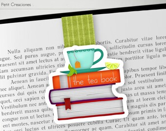 SEGNALIBRO magnetico TÈ e LIBRI, fatto a mano, accessori per libri, regalo ideale per gli amanti del tè e la lettura.