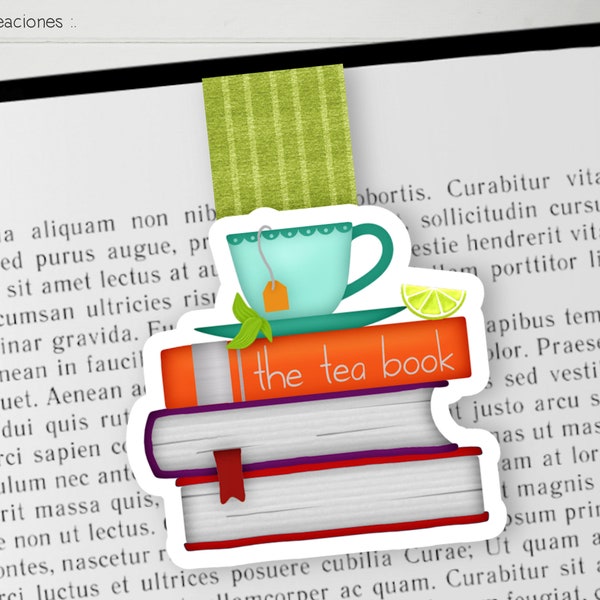 SEGNALIBRO magnetico TÈ e LIBRI, fatto a mano, accessori per libri, regalo ideale per gli amanti del tè e la lettura.