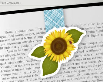 SEGNALIBRO MAGNETICO GIRASOLE, segnalibro fatto a mano, libro magico, accessori per libri, regalo ideale per gli amanti dei libri.