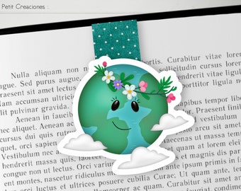 SEGNALIBRO magnetico PIANETA TERRA, segnalibro fatto a mano, fiori, accessori per libri, regalo ideale per gli amanti dei libri.