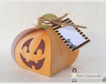 Printable Curvy keepsake gift box "Halloween Pumpkin" DIY, PDF, treat box, place holder, gift idea for party