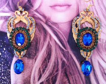 Gorgeous "Peacock" earrings Royal
