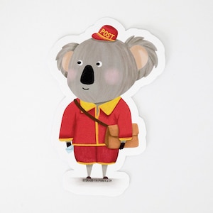 Adesivo Kiss Cut KOALA POSTMAN, Australia Post, Personaggio Koala, Adesivi icone australiane, Adesivi bambini australiani, Adesivi Postcrossing