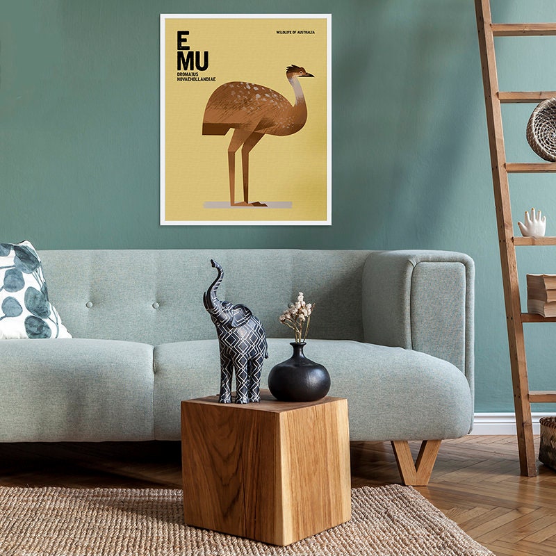 EMU, Wildlife of Australia, Australian Nursery Art Print, Educational ...