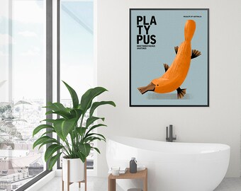 PLATYPUS, Wildlife of Australia, Nursery Art Print, Educational Kids Poster Print, Kids Room Decor, Australian Animal Wall Art Poster