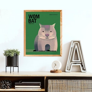 WOMBAT, Wildlife of Australia, Australian Nursery Print, Kids Room Art, Kids Educational Poster, Gender Neutral Art, Retro Wombat Prints