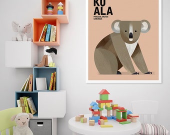 KOALA, Wildlife of Australia, Australian Nursery Gender Neutral Print, Koala Wall Art, Baby Shower Gift, Australian Native Animal Art Print