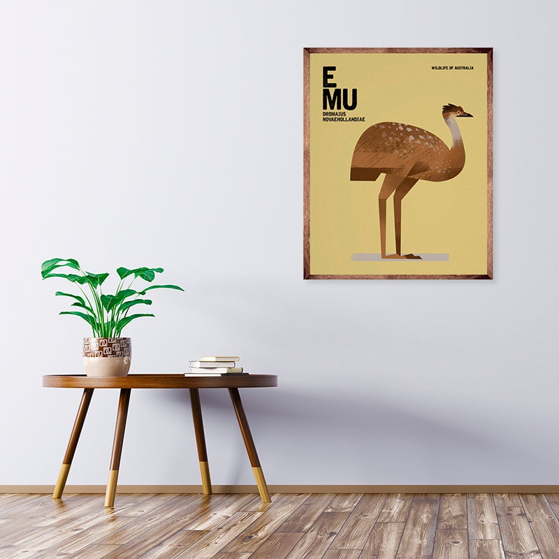 EMU, Wildlife of Australia, Australian Nursery Art Print, Educational ...