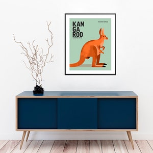 KANGAROO, Wildlife of Australia, Nursery Animal Wall Art Print, Kids Educational Poster Print, Retro Vintage Minimalist Animal Illustration image 4