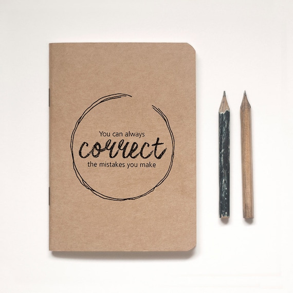 Illustrated Kraft Notebook Lined or Blank plus vintage-inspired pencil, 'PENCIL FOR LIFE' A6