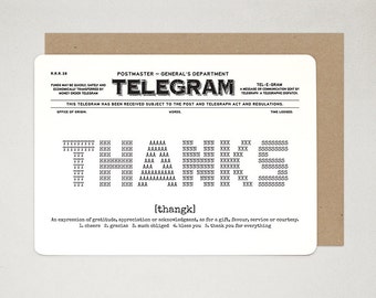 Thank You Card, Gratitude Card, Wedding Thank You Card, TELEGRAM A6