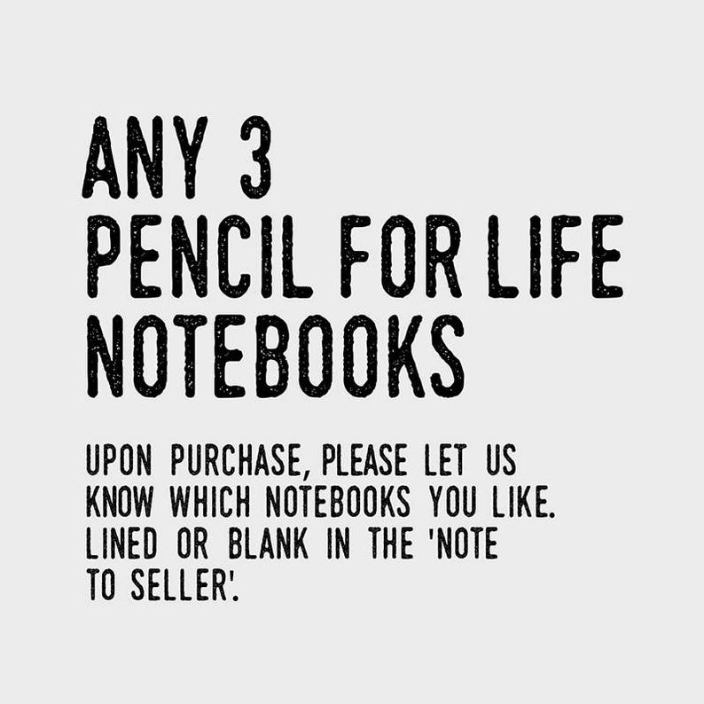 Any 3 Kraft Notebooks Lined or Blank plus 3 vintage-inspired pencils, Illustrated 'PENCIL FOR LIFE' A6 image 5