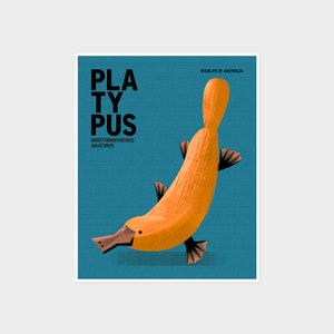 PLATYPUS, Tiere aus Australien, Australischer Kindergarten Kunstdruck, Kinder Poster Druck, Kinderzimmer Dekor, Retro Tier Poster Druck