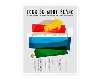 Tour Du Mont Blanc Poster, Mid-Century Swiss Alps Art Print
