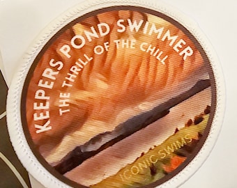 Keepers pond swimmer. The thrill of the chill.  Improved design !! swim sew / iron on patch MADE TO ORDER