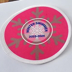 Winter swimmer 2023 - 2024  round sew / iron on patch MADE TO ORDER