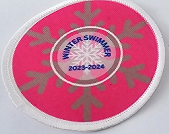 Winter swimmer 2023 - 2024  round sew / iron on patch MADE TO ORDER