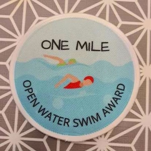 One, two, three or four mile open water swim award sew / iron on patch MADE TO ORDER