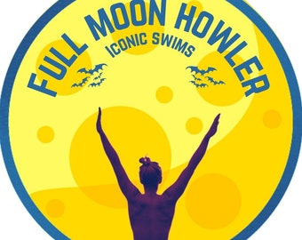 Full moon howler swim sew / iron on patch MADE TO ORDER
