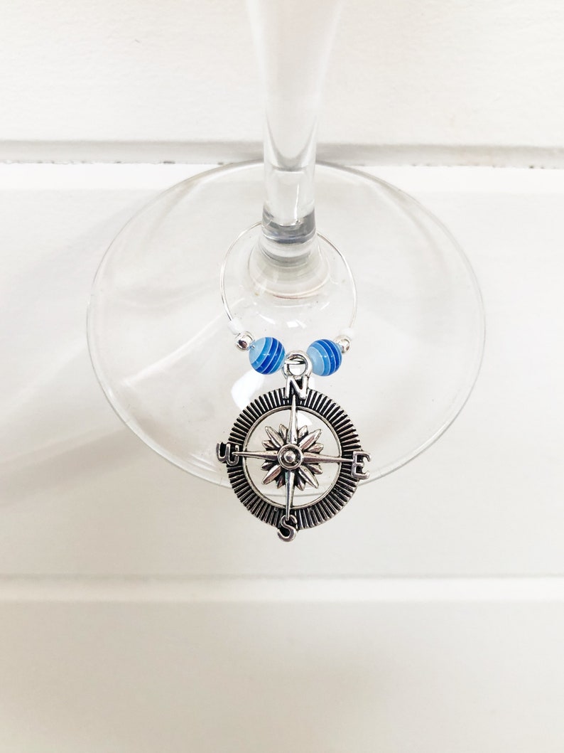 Nautical Wine Glass Charms Beach theme Set of 8 new home Etsy