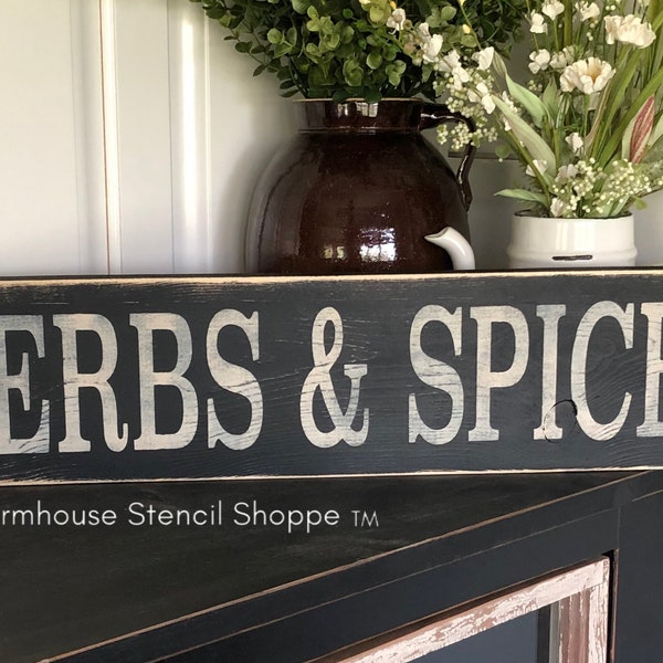 Herbs & Spices Stencil, 24"x5", reusable stencil, NOT A SIGN!