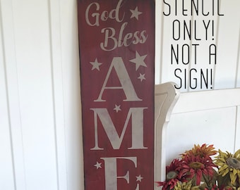 STENCIL, God Bless America, 10"x60", 3 piece stencil, NOT A SIGN!